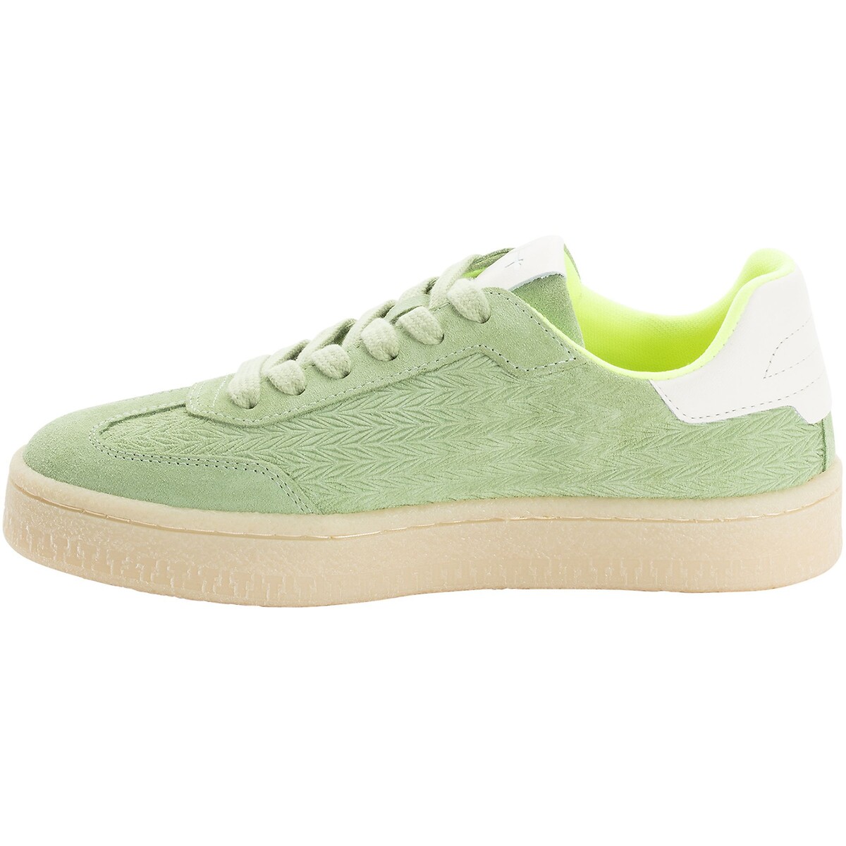 Baskets en cuir, semelle coloris miel vert sauge, TAMARIS