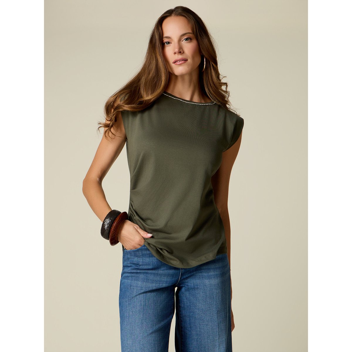 Top avec broderie bijou blanc, OLTRE