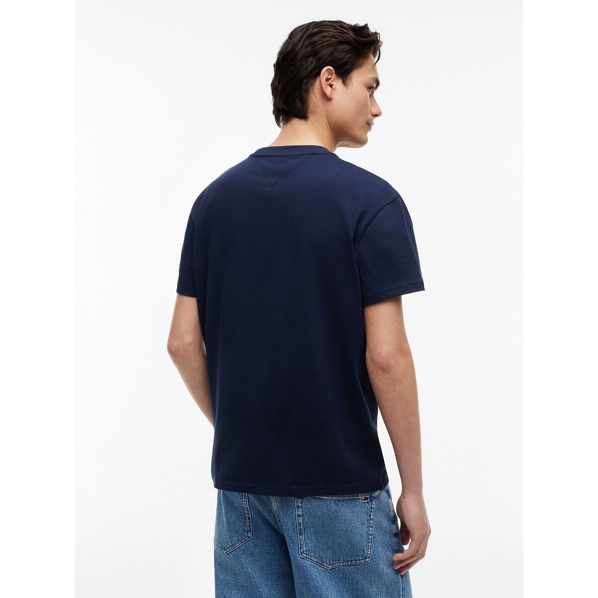 Flag Logo Short Sleeve T-Shirt navy blue, TOMMY JEANS