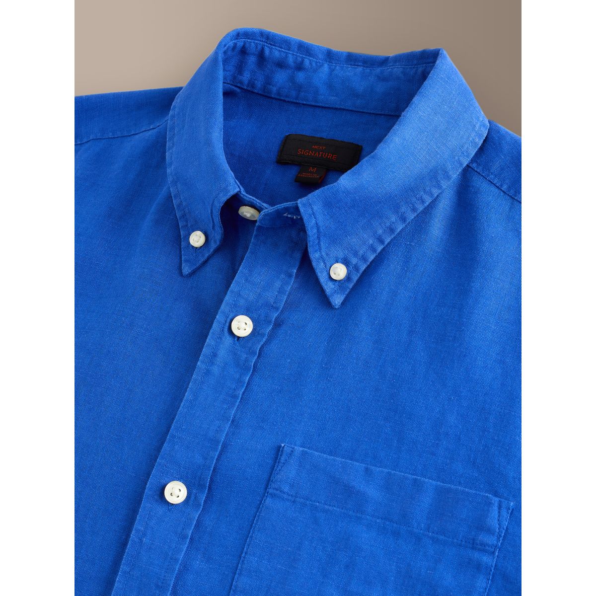 Chemise lin signature bleu, NEXT
