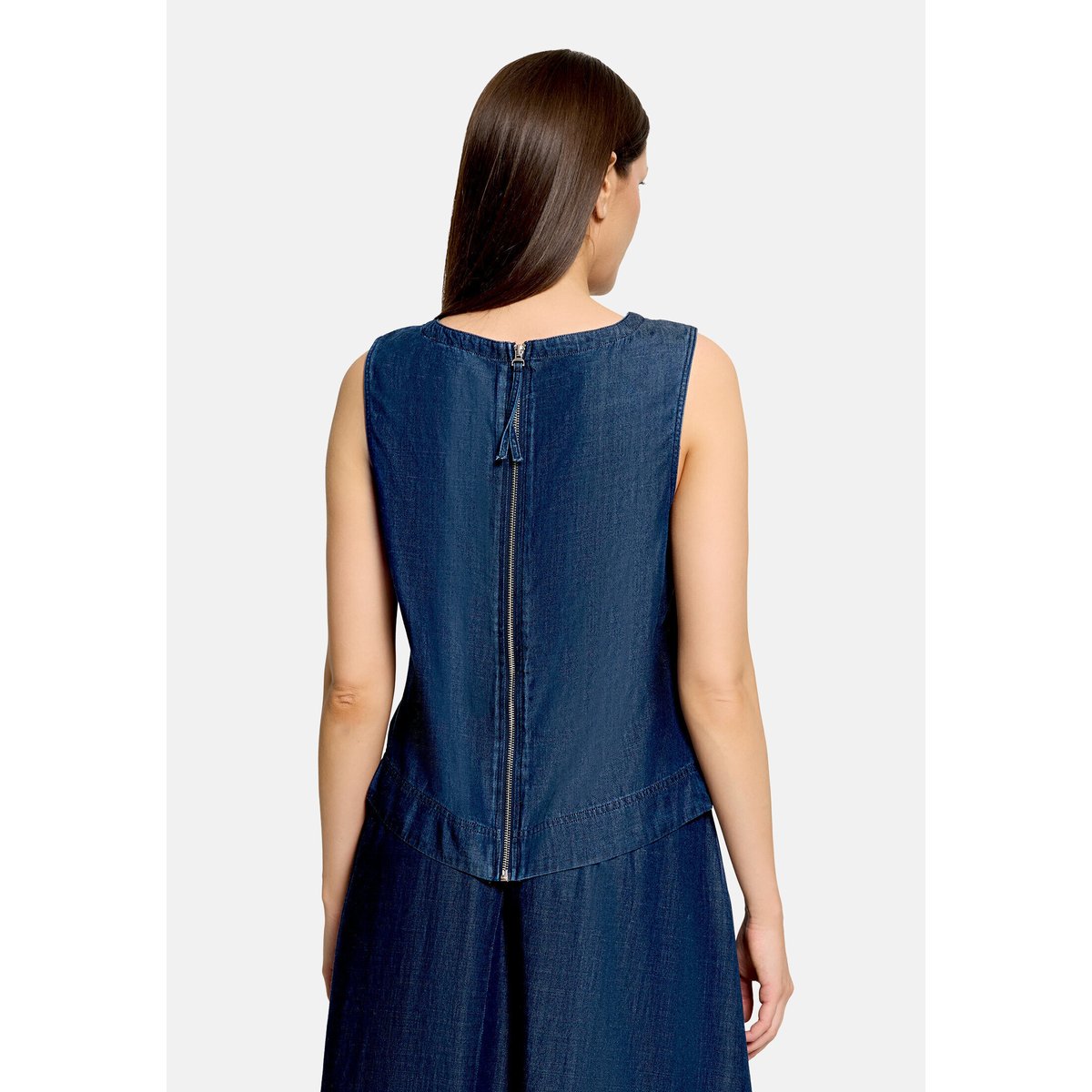 Haut façon blouse sans manches dark blue denim, CARTOON