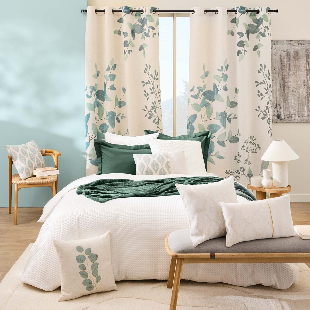 Parure de lit microfibre gaufrée blanc blanc, DOUCEUR D'INTÉRIEUR
