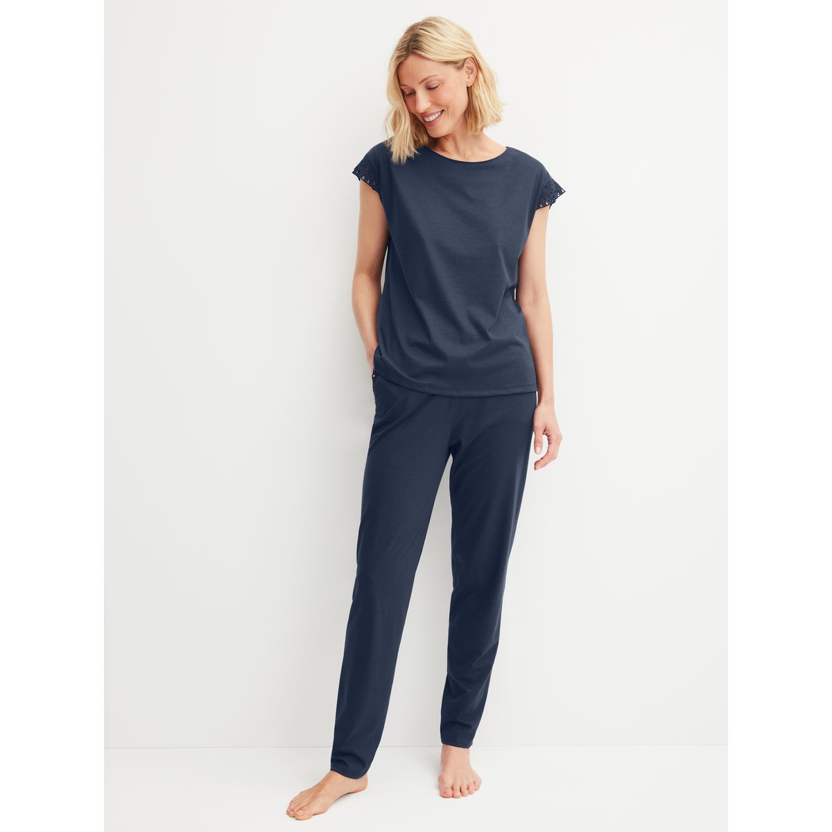 Pantalon de pyjama avec ourlets Coton FAVOURITES TILES peacoat blue, CALIDA