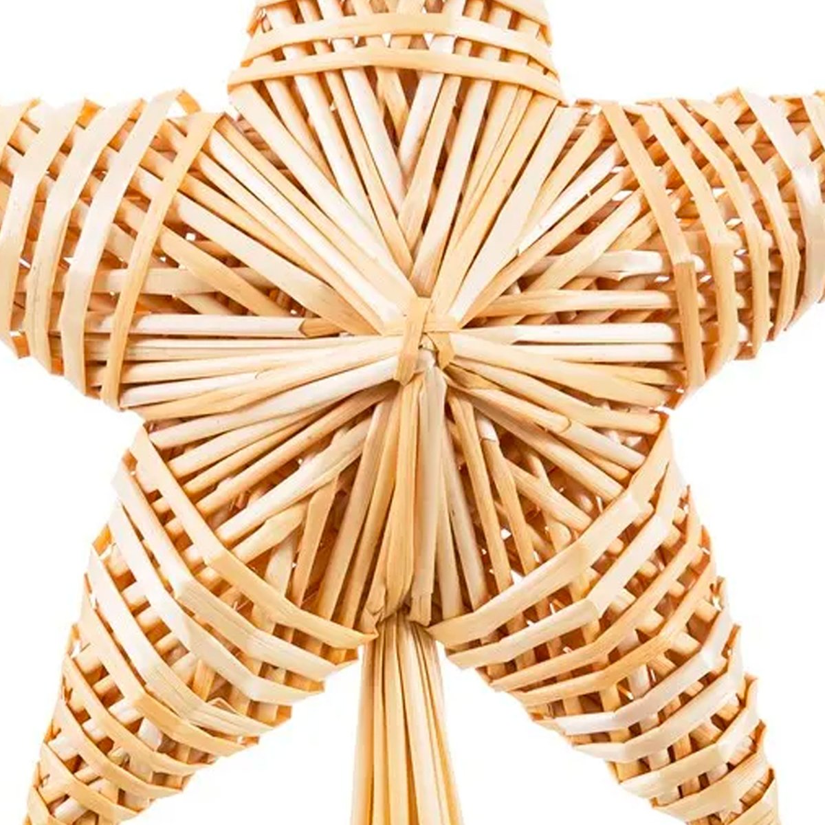 Cimier de sapin de noël Étoile paille 25x9x30cm bois, WADIGA