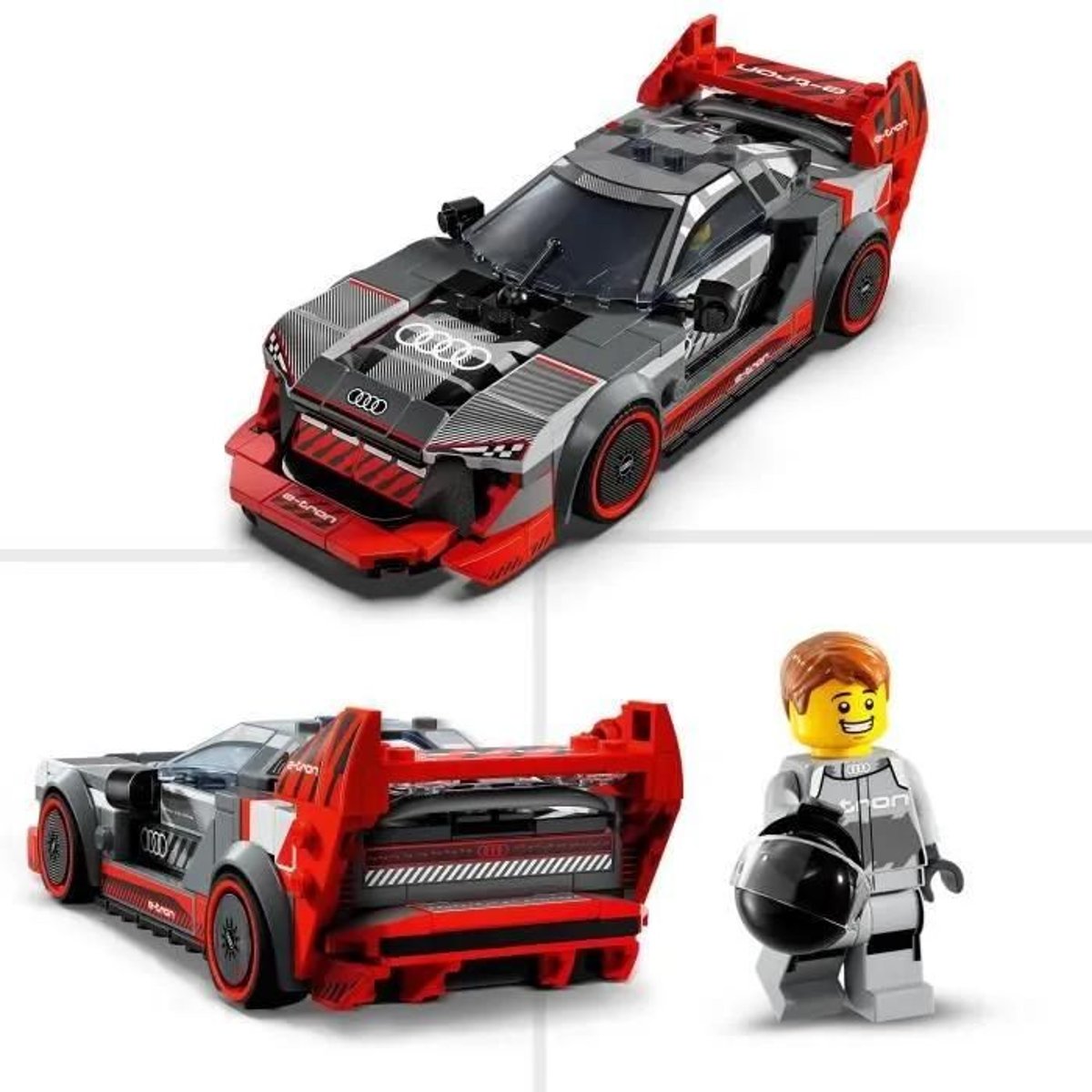LEGO Speed Champions - Audi S1 e-tron quattro Voiture de Course - 76921 gris et rouge, LEGO