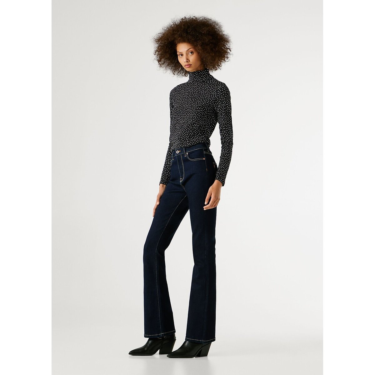 Jean flare taille haute DION clean dark indigo, PEPE JEANS