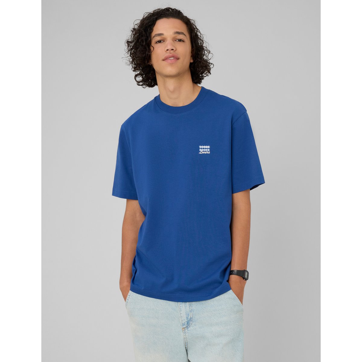 T-shirt imprimé devant / dos bleu foncé, BZB
