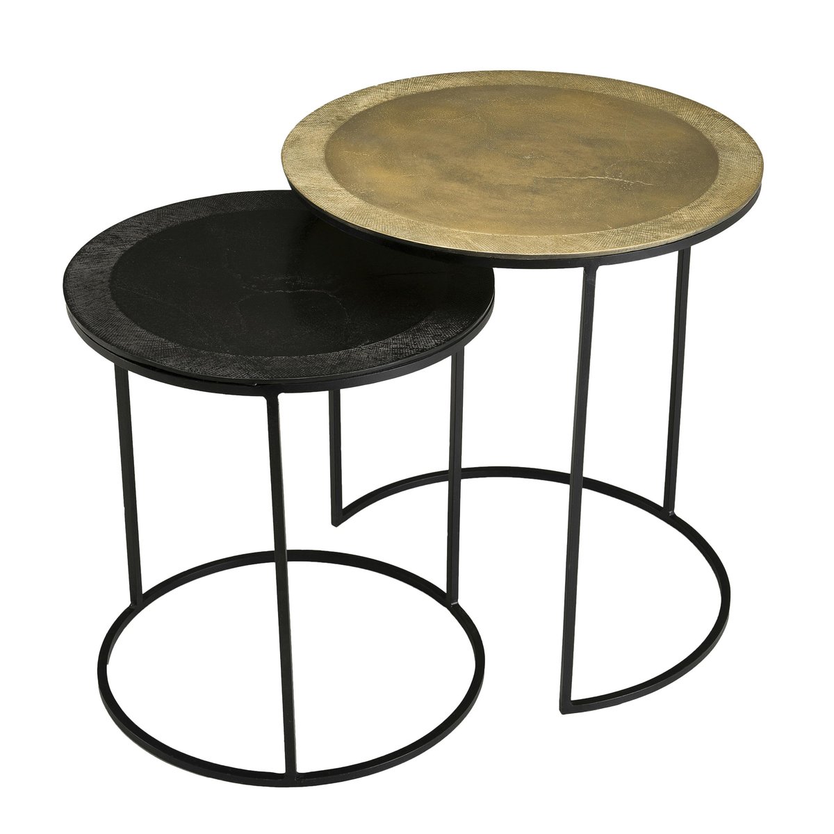 Tables d'appoint rondes gigogne design métal doré et noir (lot de 2) ZALA doré, PIER IMPORT