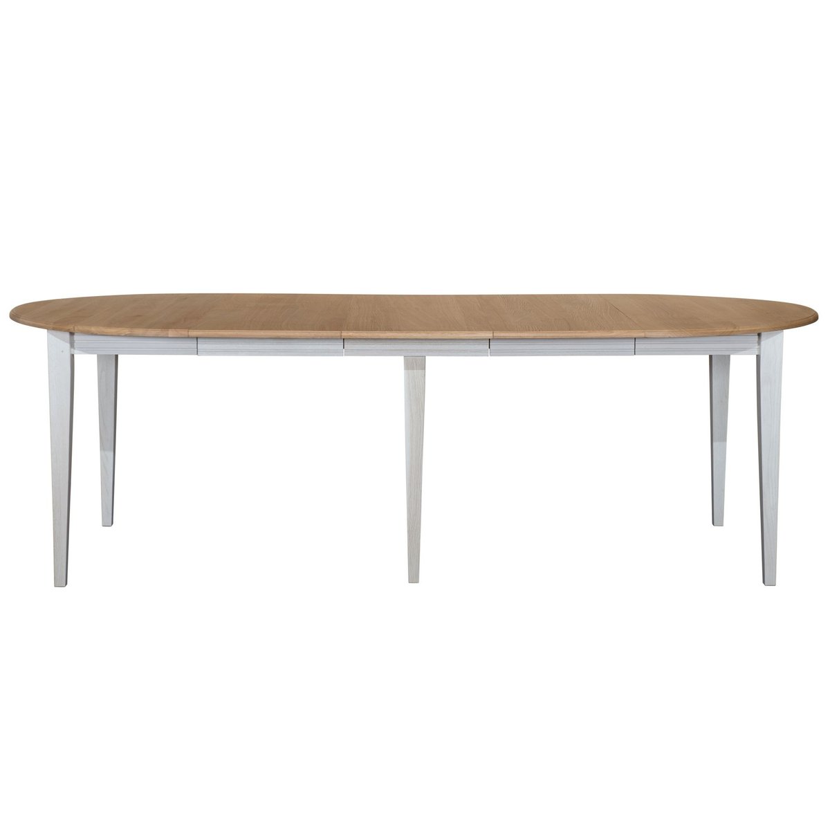 Table ronde 6 pieds fuseau D105 + 3 rallonges bois - VICTORIA blanc, HELLIN, DEPUIS 1862