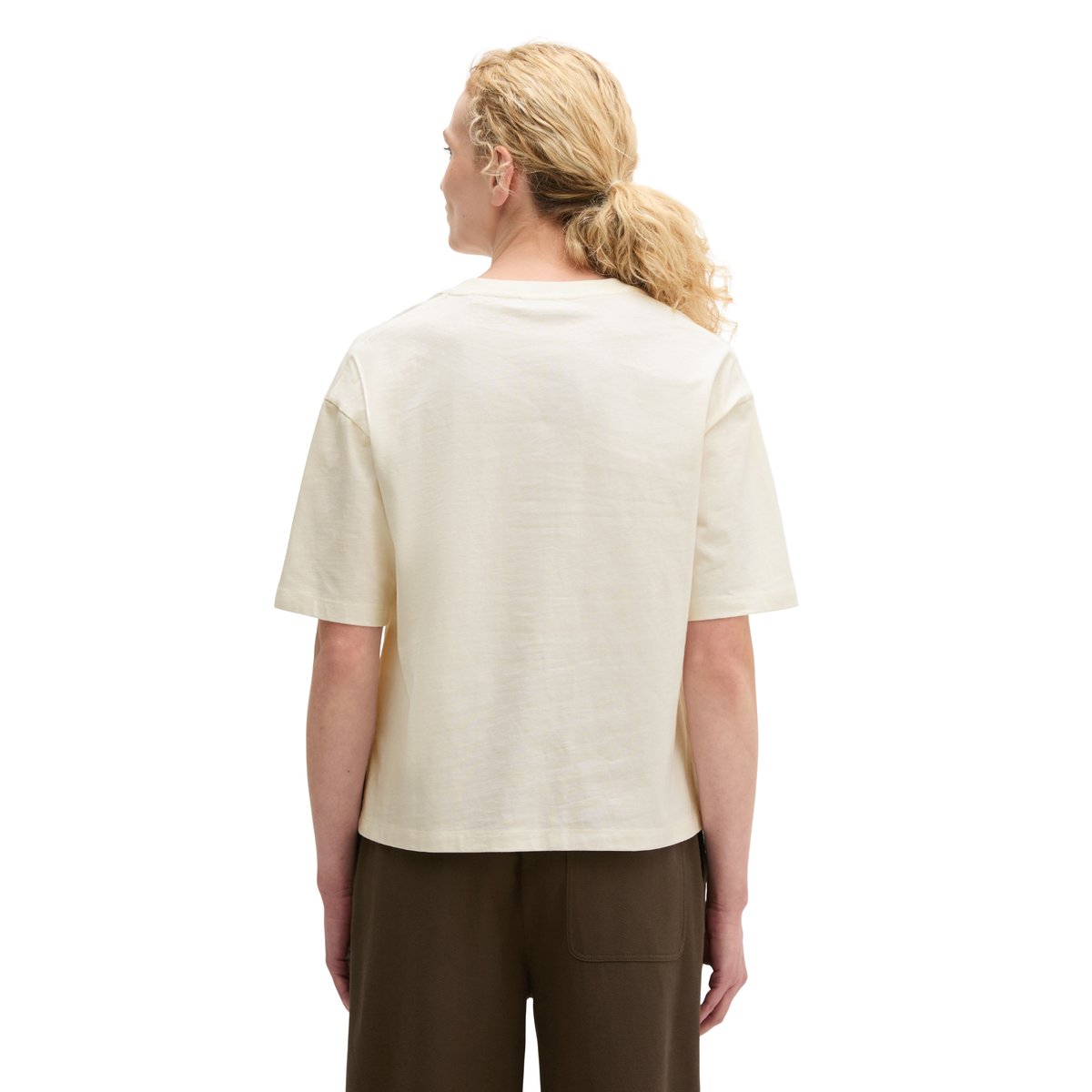 Sweat-shirt oversized boxy en single jersey doux blanc naturel, MARC O'POLO