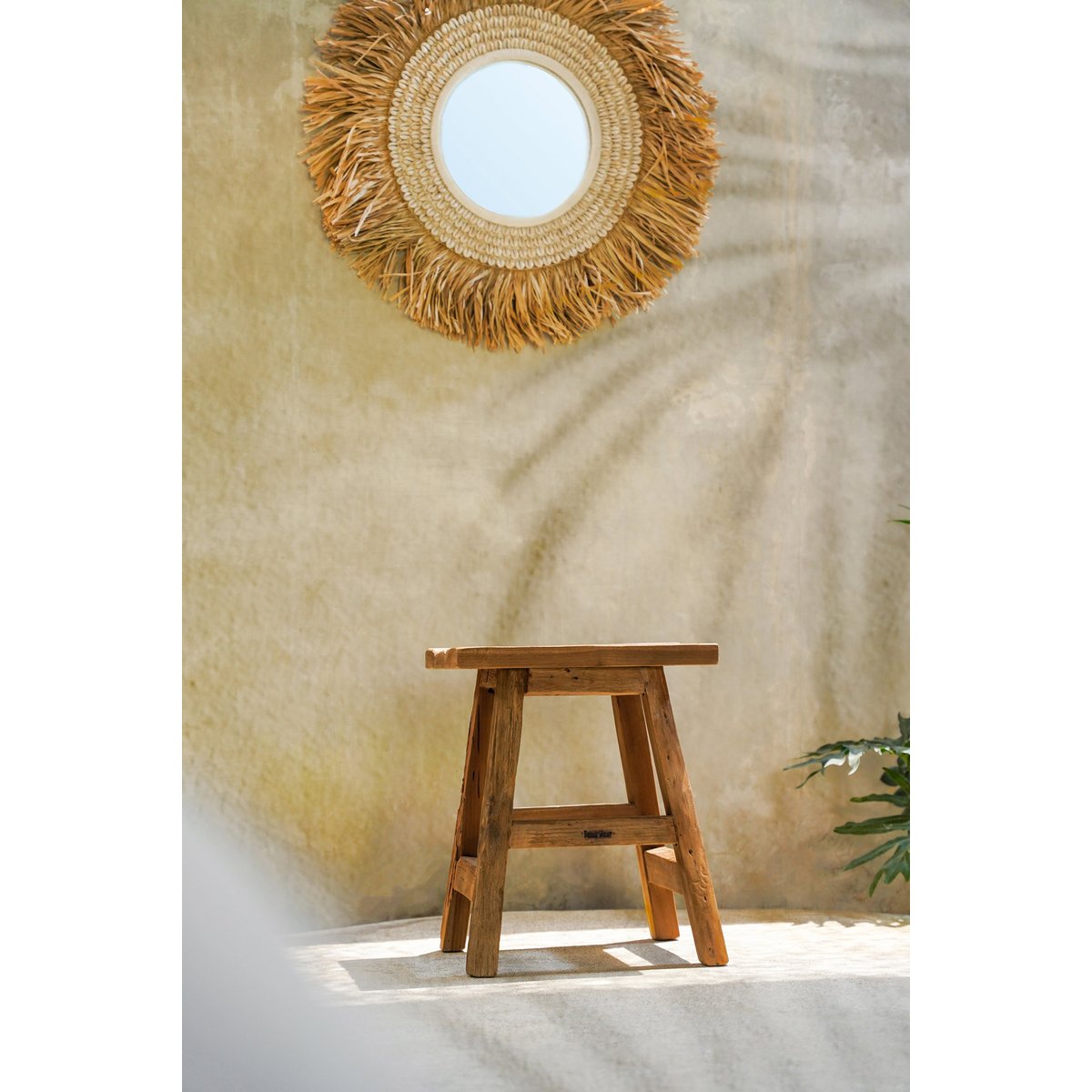 Tabouret en bois de teck récupéré YOKE beige, BAZAR BIZAR