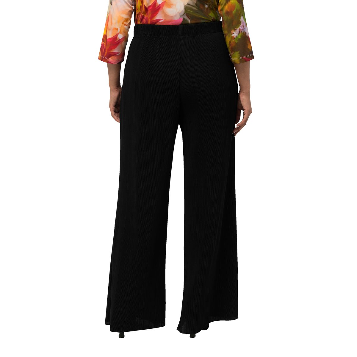 Pantalon Marlene, jambe large noir, ULLA POPKEN