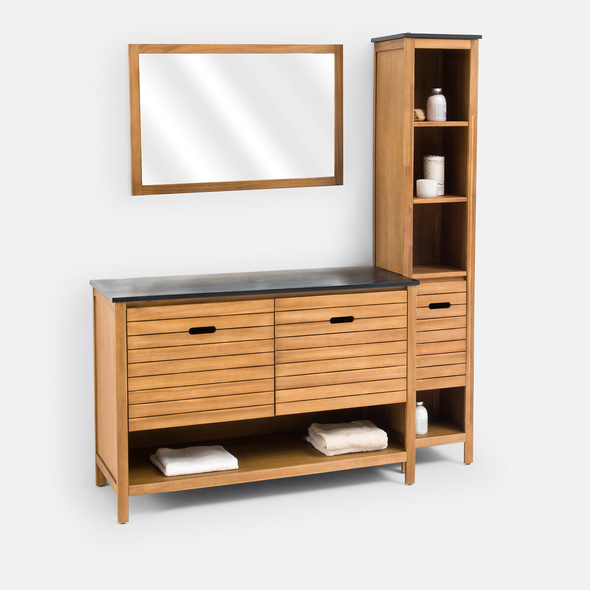 Meuble sous vasque Saturne, acacia, L120 cm acacia, LA REDOUTE INTERIEURS