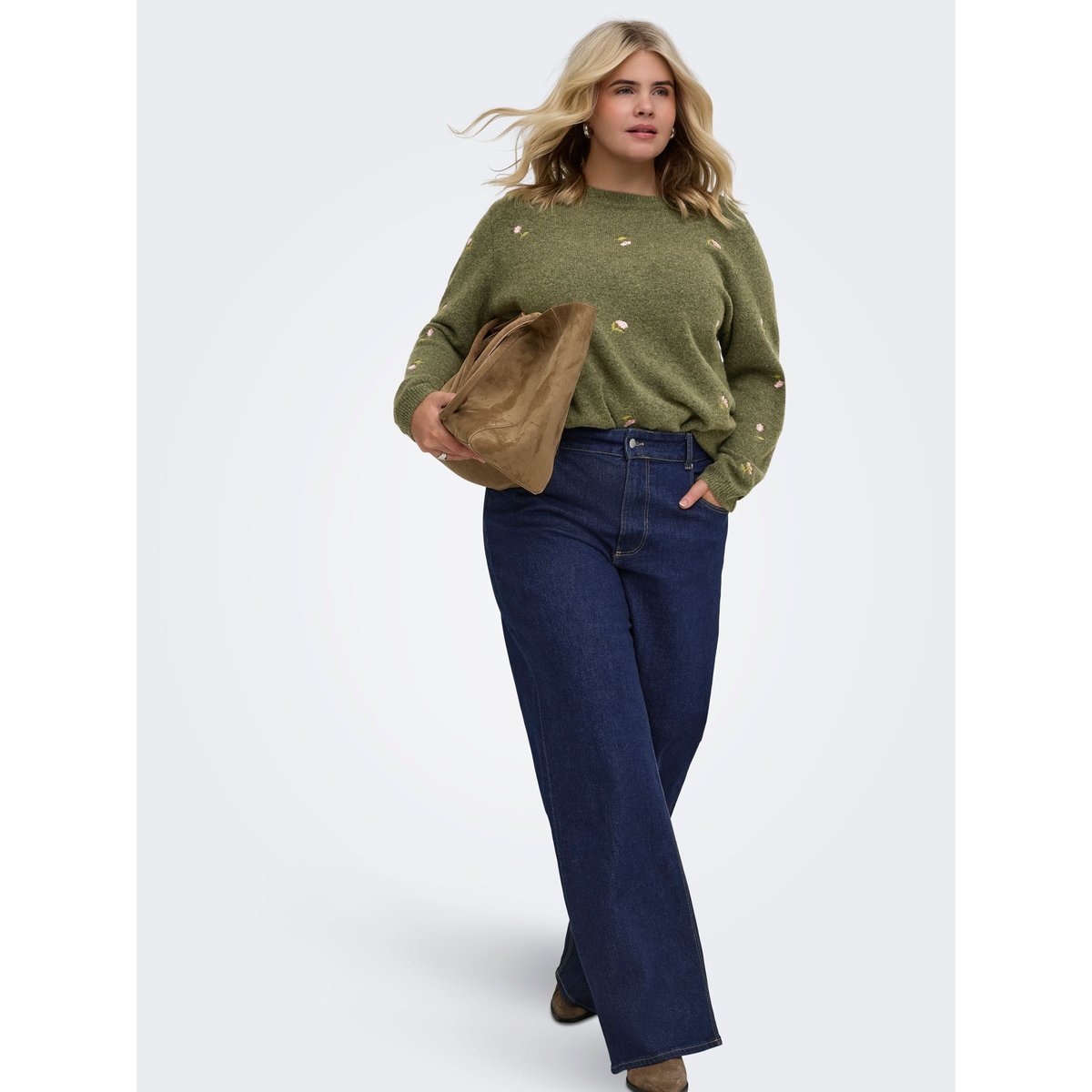 Jean À Jambe Large dark blue denim, ONLY CARMAKOMA