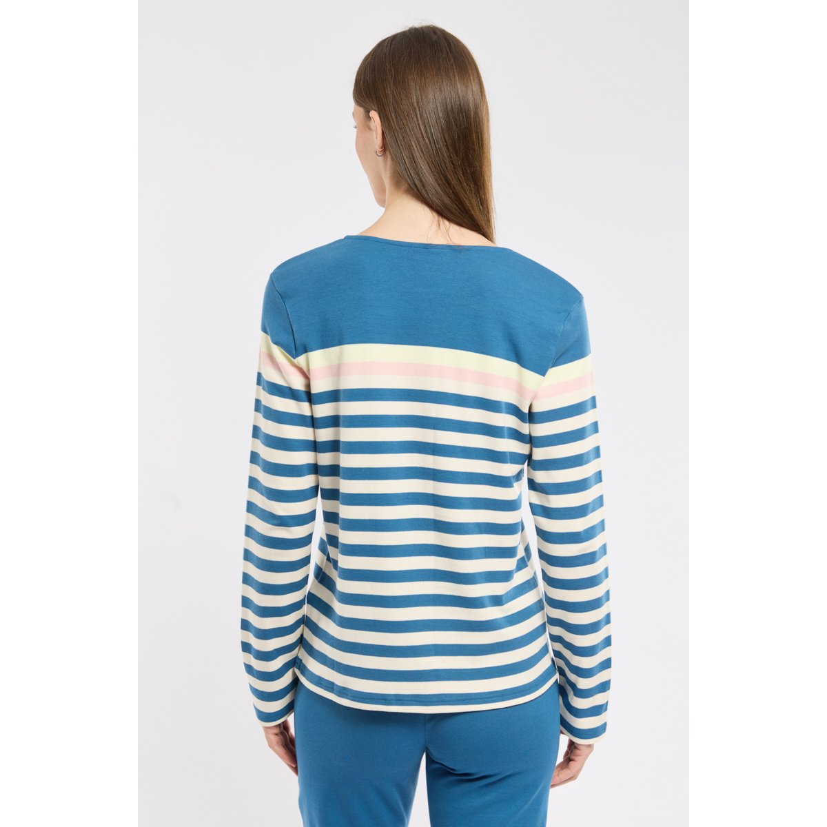 Pyjama manches longues rayé en coton twilight/nature/silver pin, ARMOR-LUX