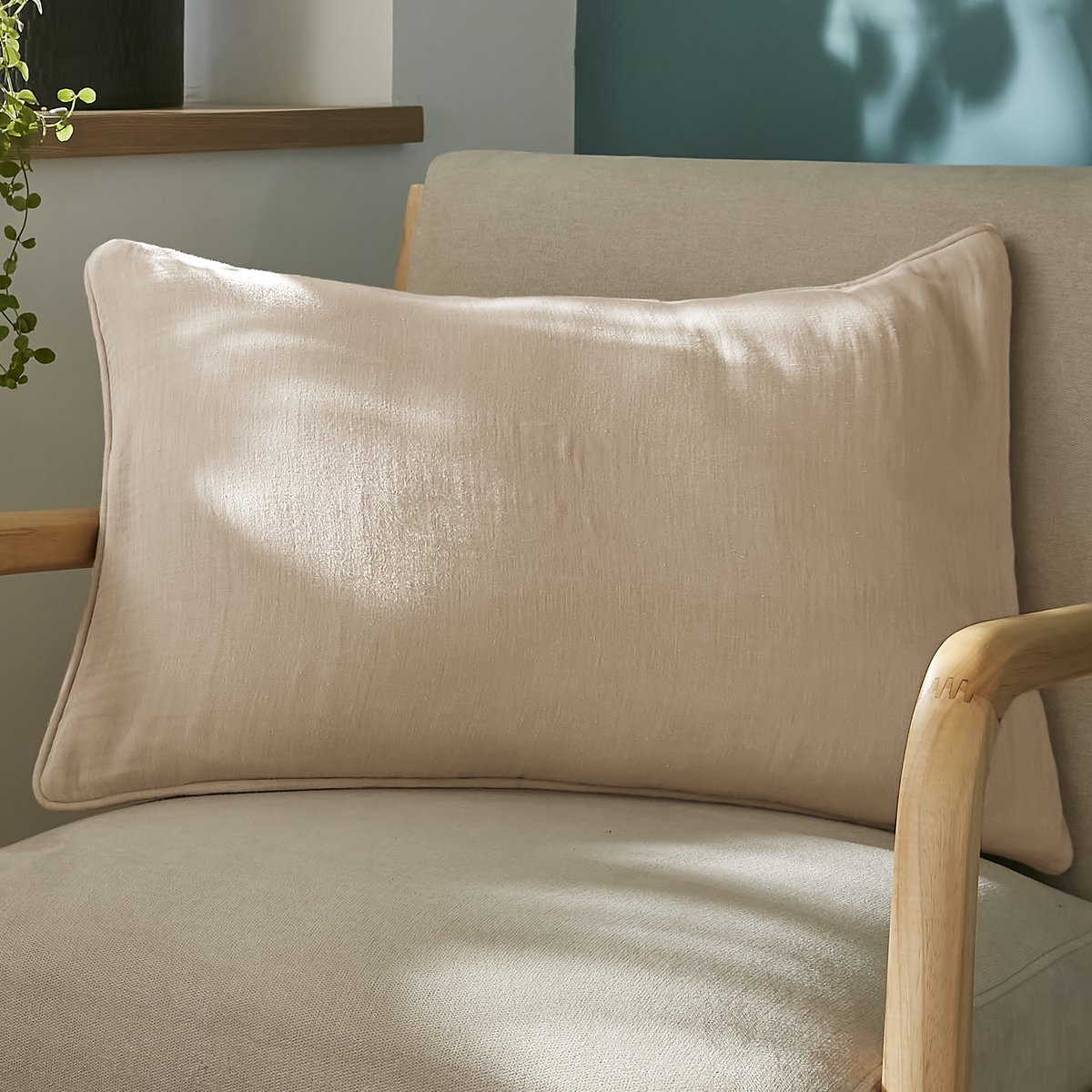 Coussin rectangulaire déhoussable 40x60 cm Gaze de Coton Terra Ficelle ficelle, EDEN