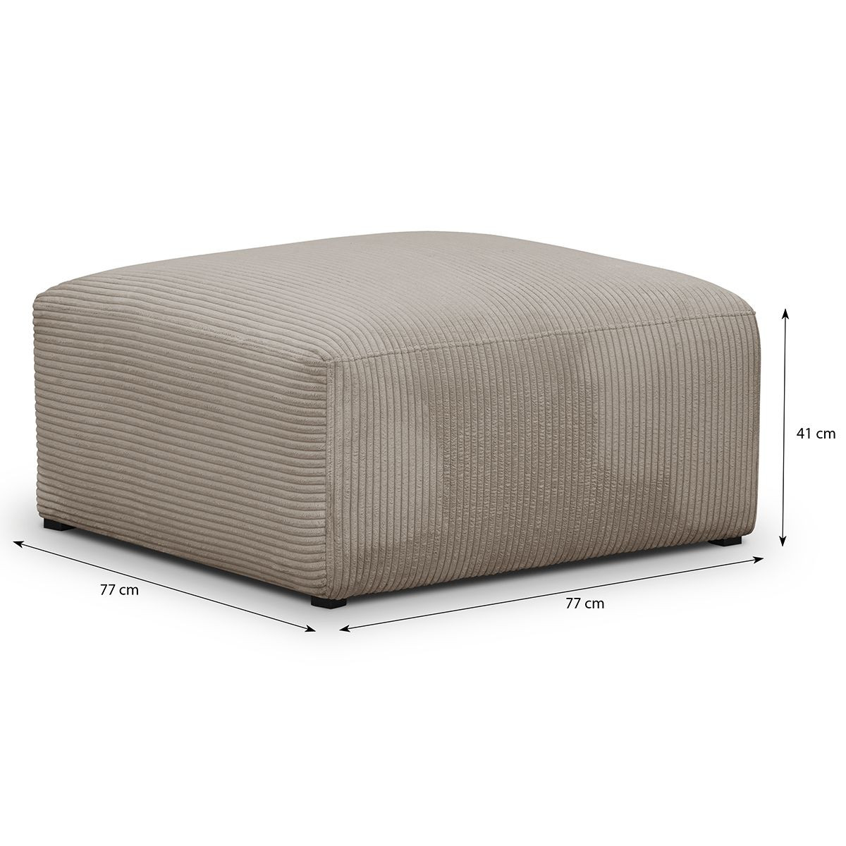 Pouf modulable en velours côtelé - MODULO taupe, HOMIFAB