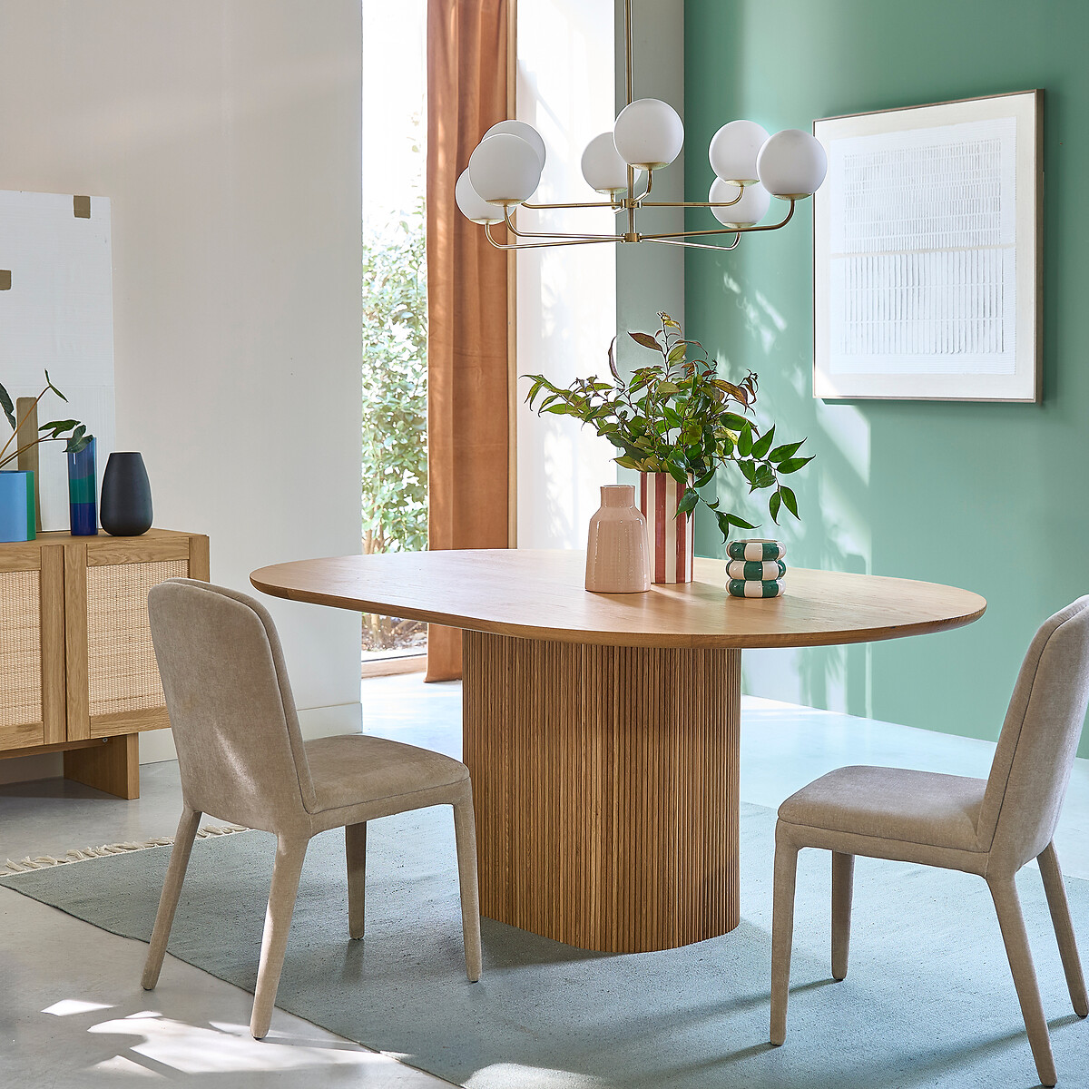 Table à manger, ovale, en plaqué chêne, pour 6 à 8 couverts, TAMULA chêne, LA REDOUTE INTERIEURS