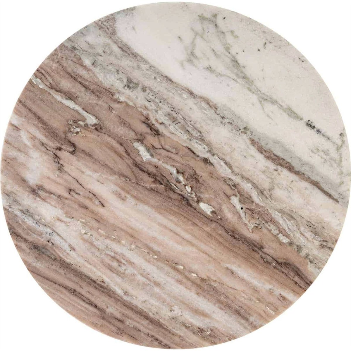 Table d'appoint ronde en marbre, Format rond beige marbre et laiton vieilli, RECOLLECTION