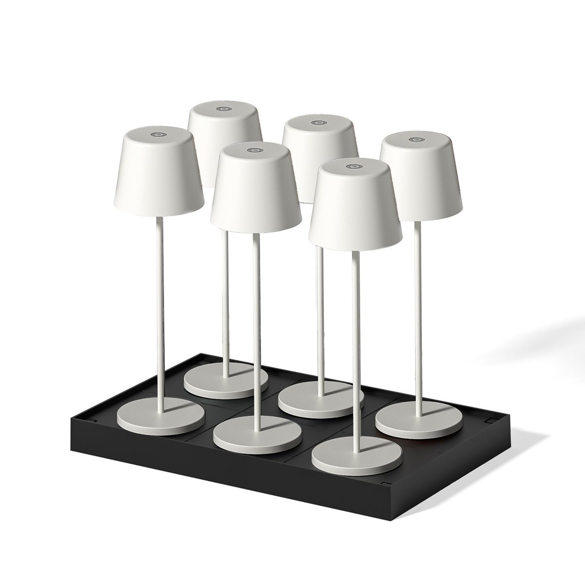 Lot de 6 Lampes de table avec socle 6x KELLY blanc, LUMISKY