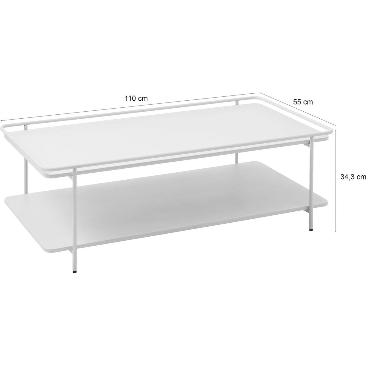 Table basse métal avec tablette YUBA bois foncé, RECOLLECTION