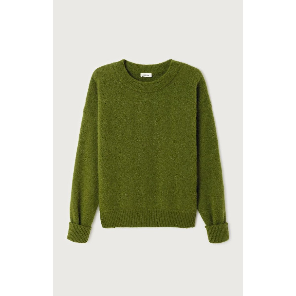 Pull manches longues col bateau VITOW kaki chiné, AMERICAN VINTAGE