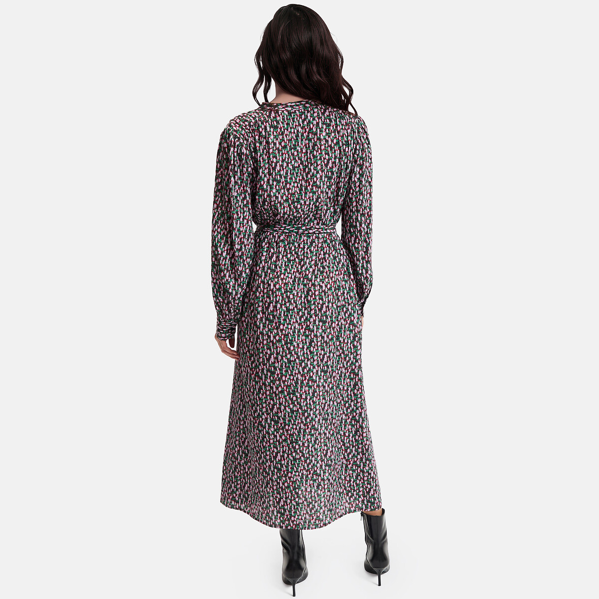 Robe chemise midi imprimée manches longues imprimé fond marine, LA REDOUTE COLLECTIONS
