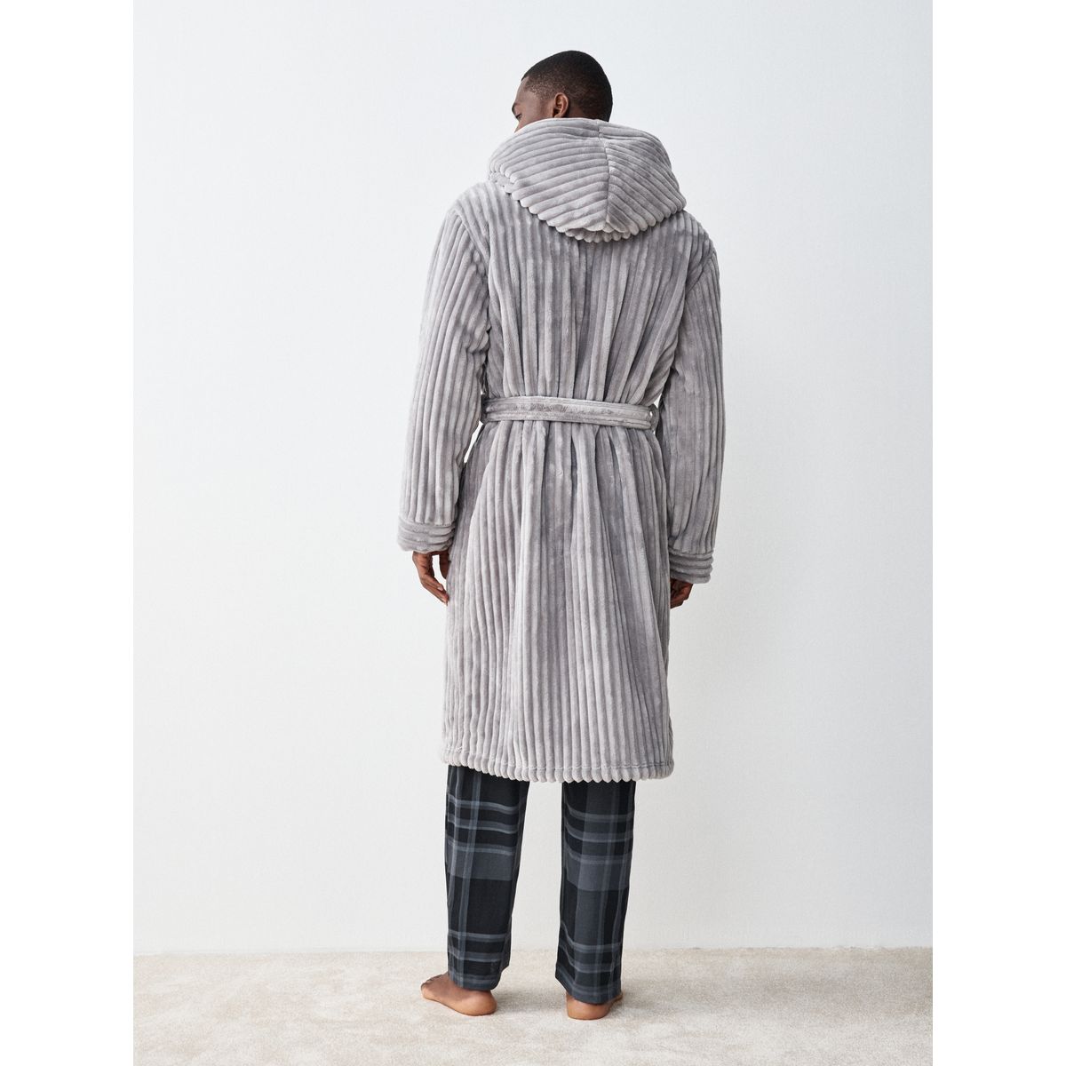 Robe de chambre côtelé gris mat, NEXT
