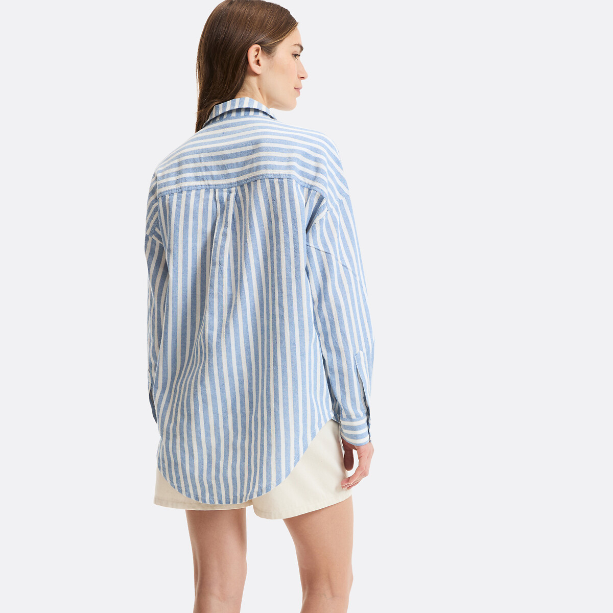 Chemise oversize, à rayures, manches longues, Signature APOLLINE rayé bleu/blanc, LA REDOUTE COLLECTIONS