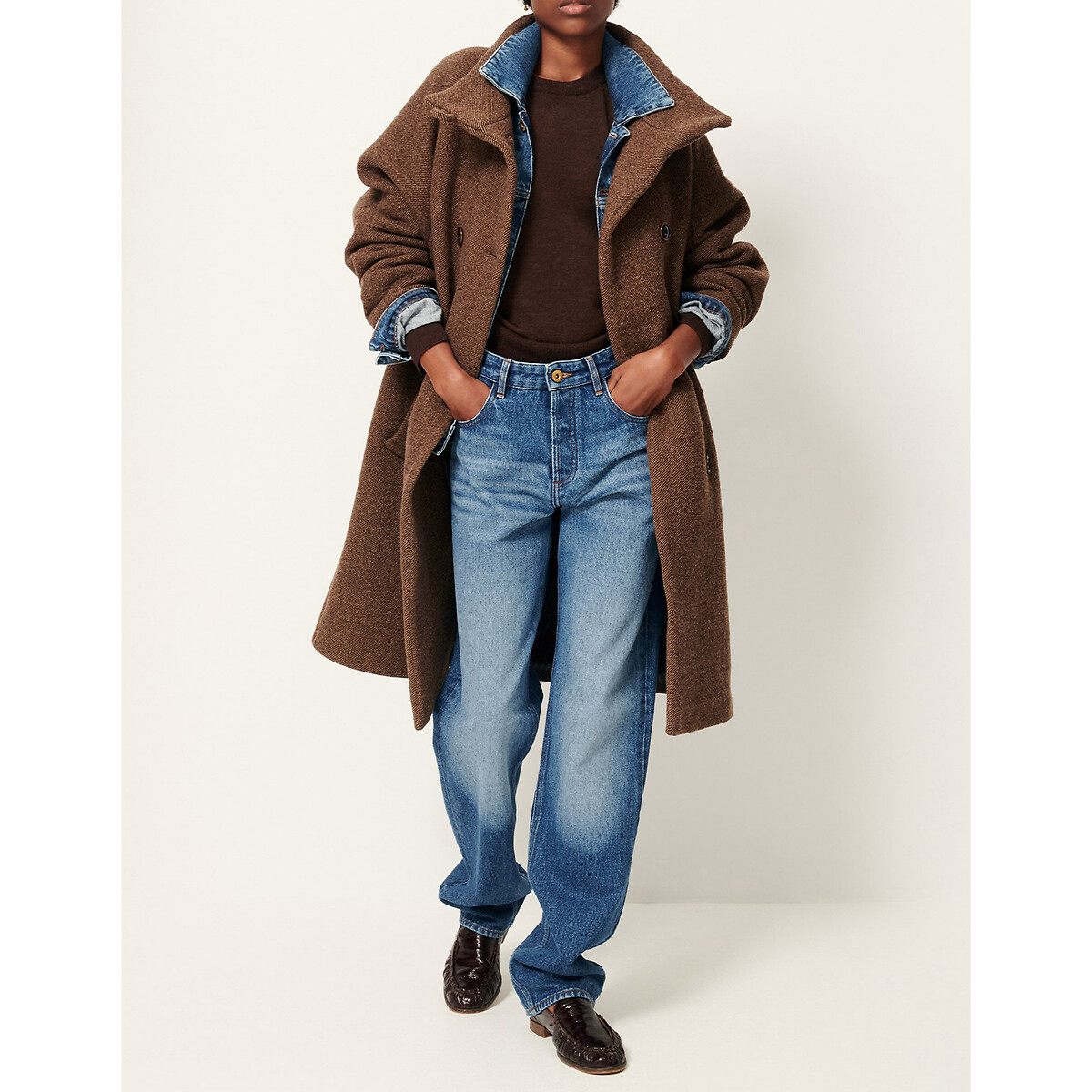 Floral Blvd Mid-Length Coat in Wool Blend brown, SESSUN