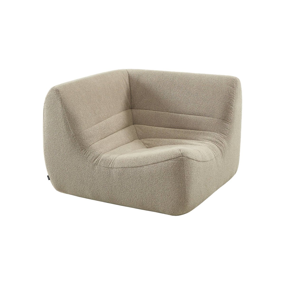Canapé d'angle compressé modulable 5 places avec repose pied bouclette texturée SOKOL beige, SWEEEK