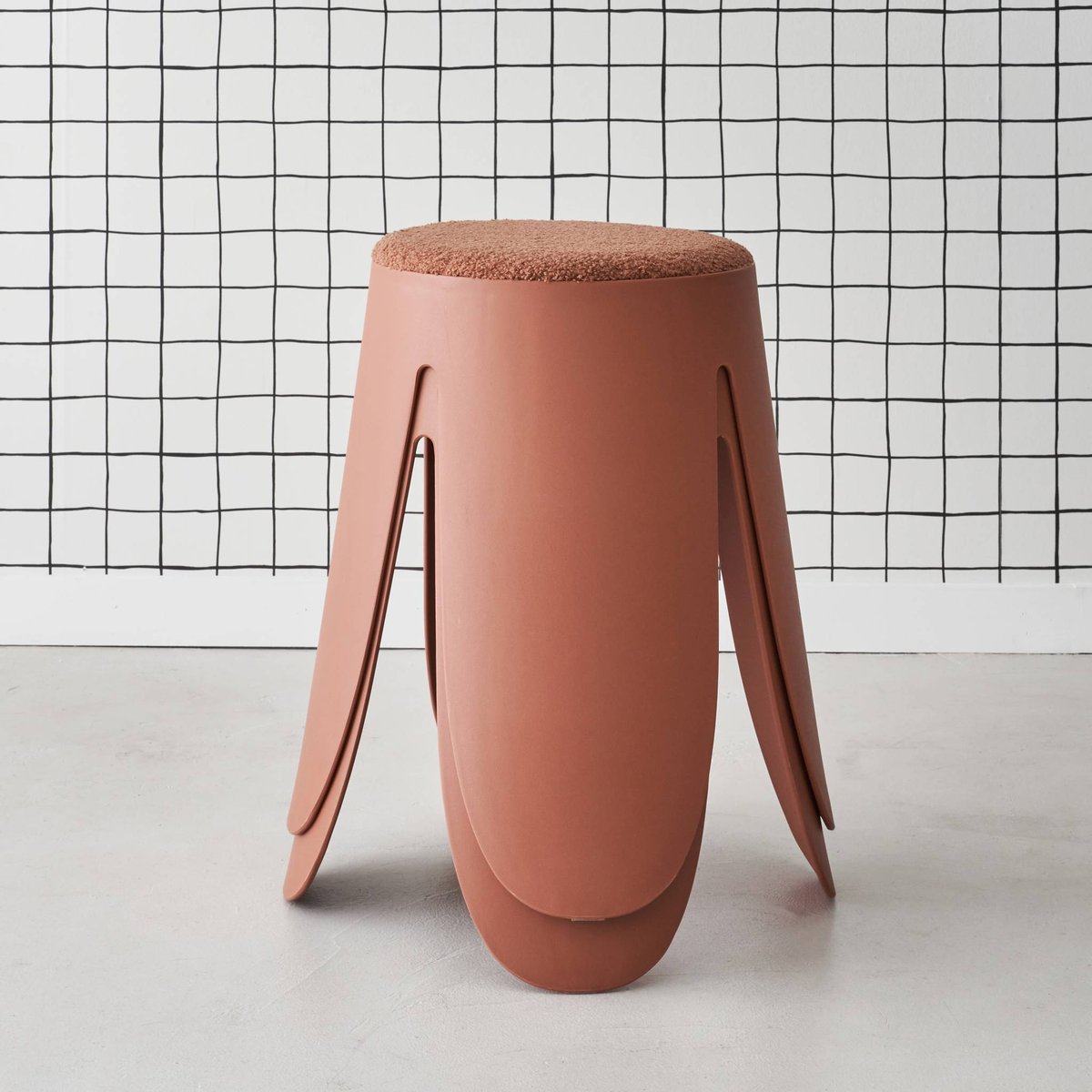 Tabouret empilable bouclette texturée (lot de 2) NIKI terracotta, SWEEEK