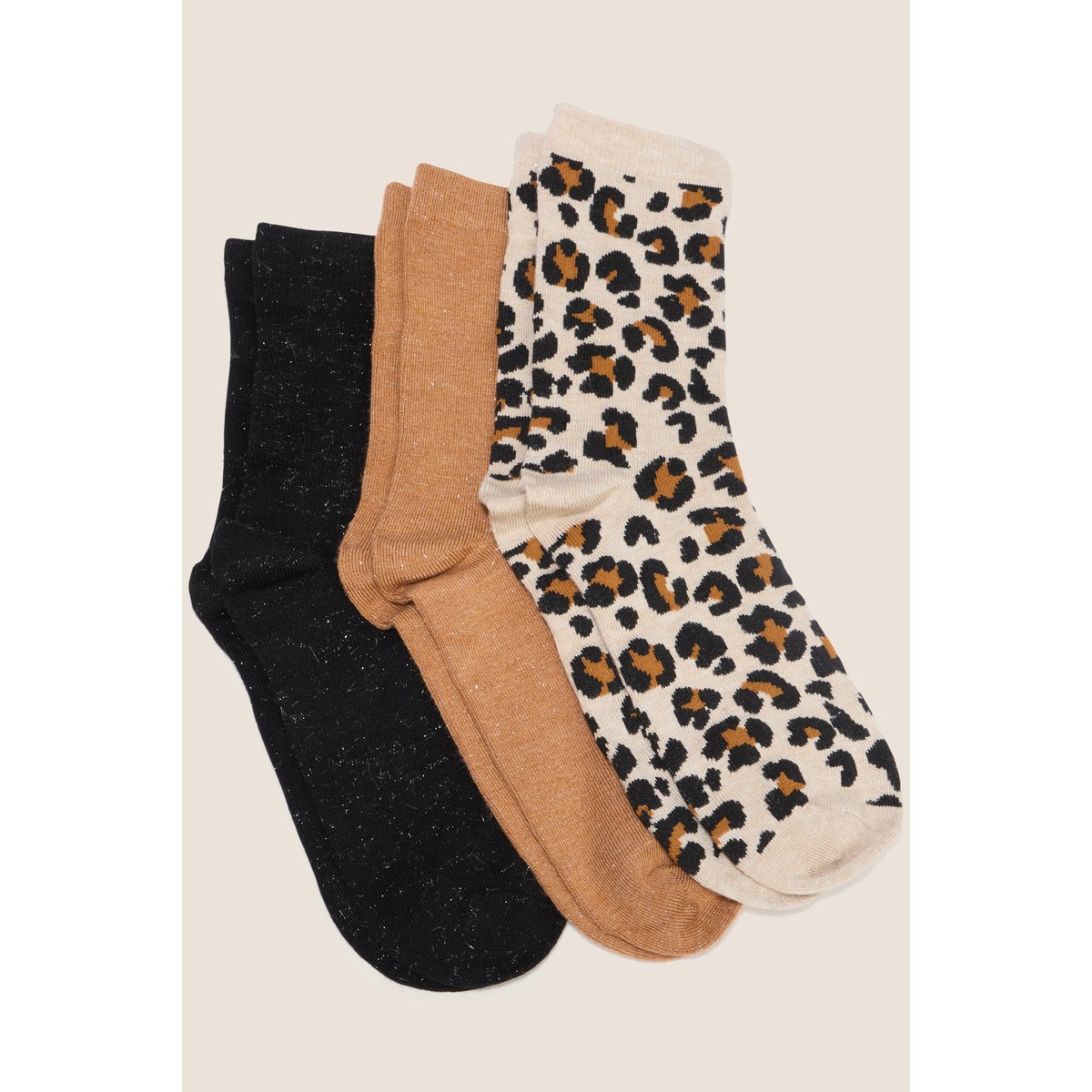 Coffret lot de 3 paires de chaussettes marron, BREAL