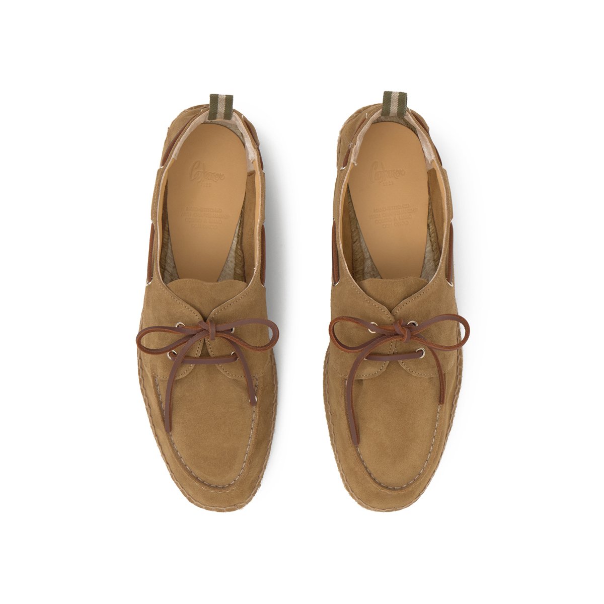 Chaussures bateau en cuir suédé à semelle en jute NEMO taupe, CASTANER