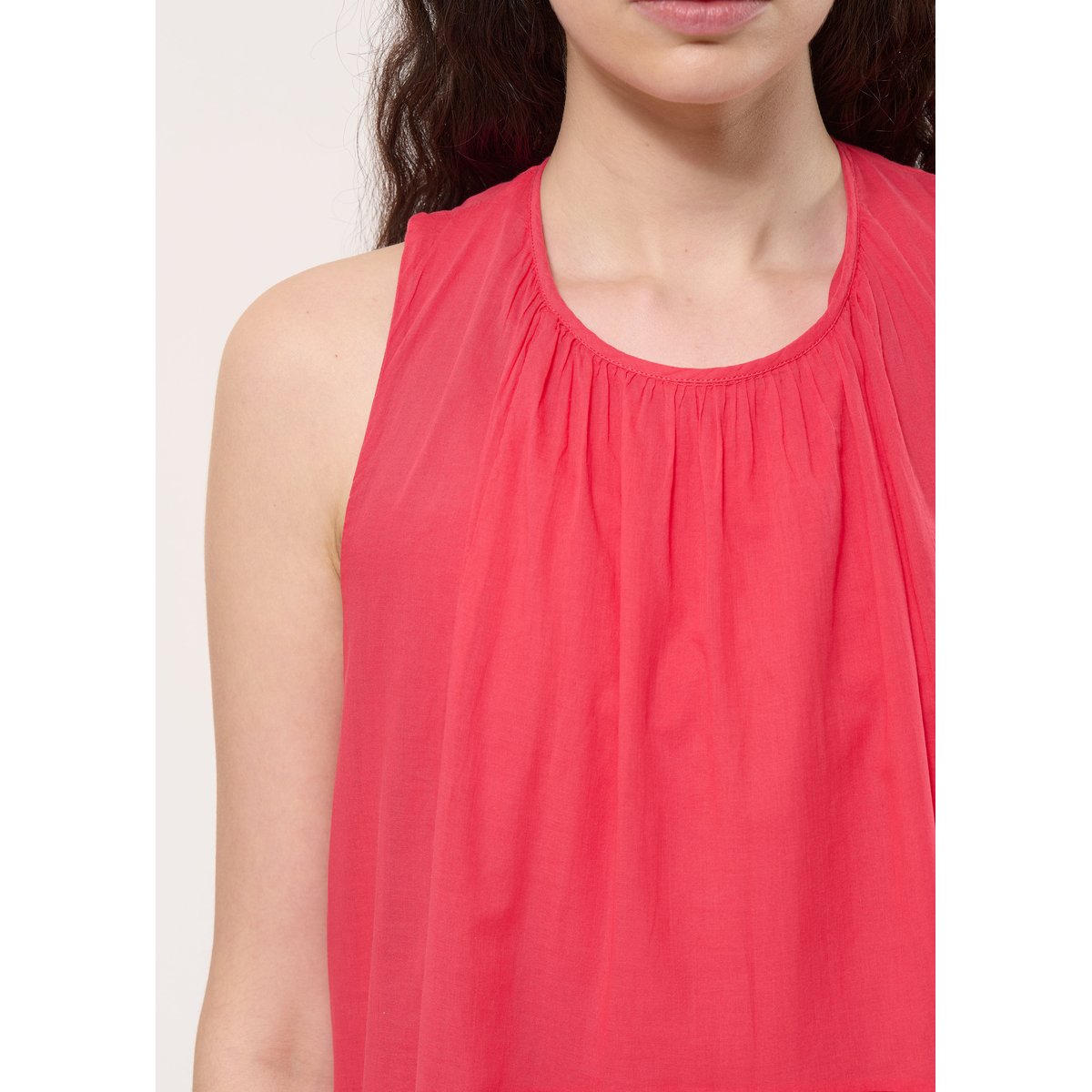 Robe longue froncée vermillon, HUMILITY