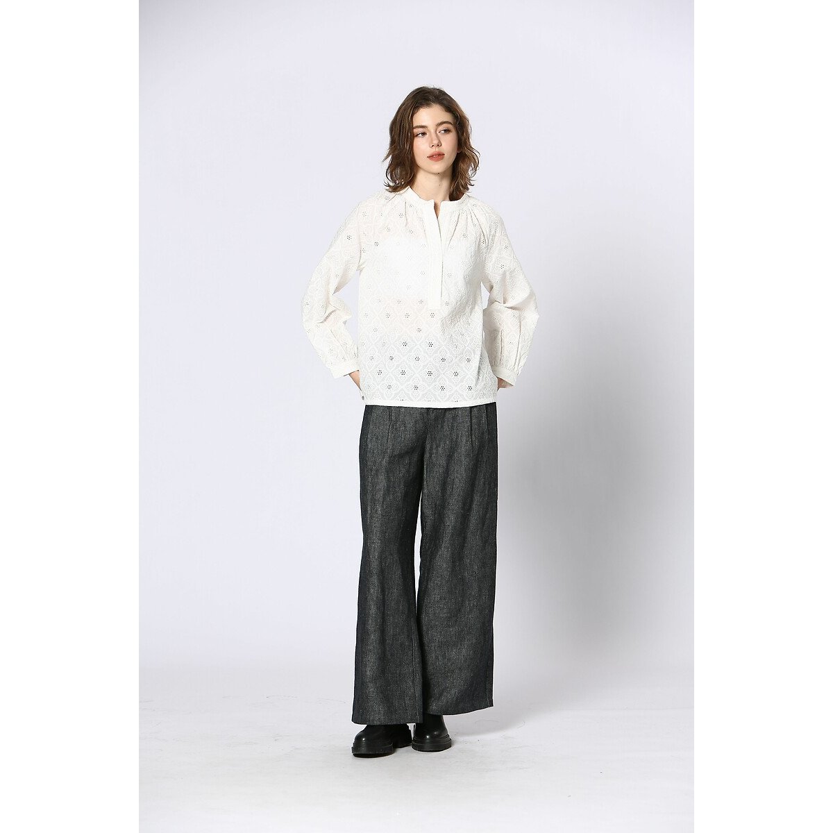 Embroidered Blouse white, SEE U SOON