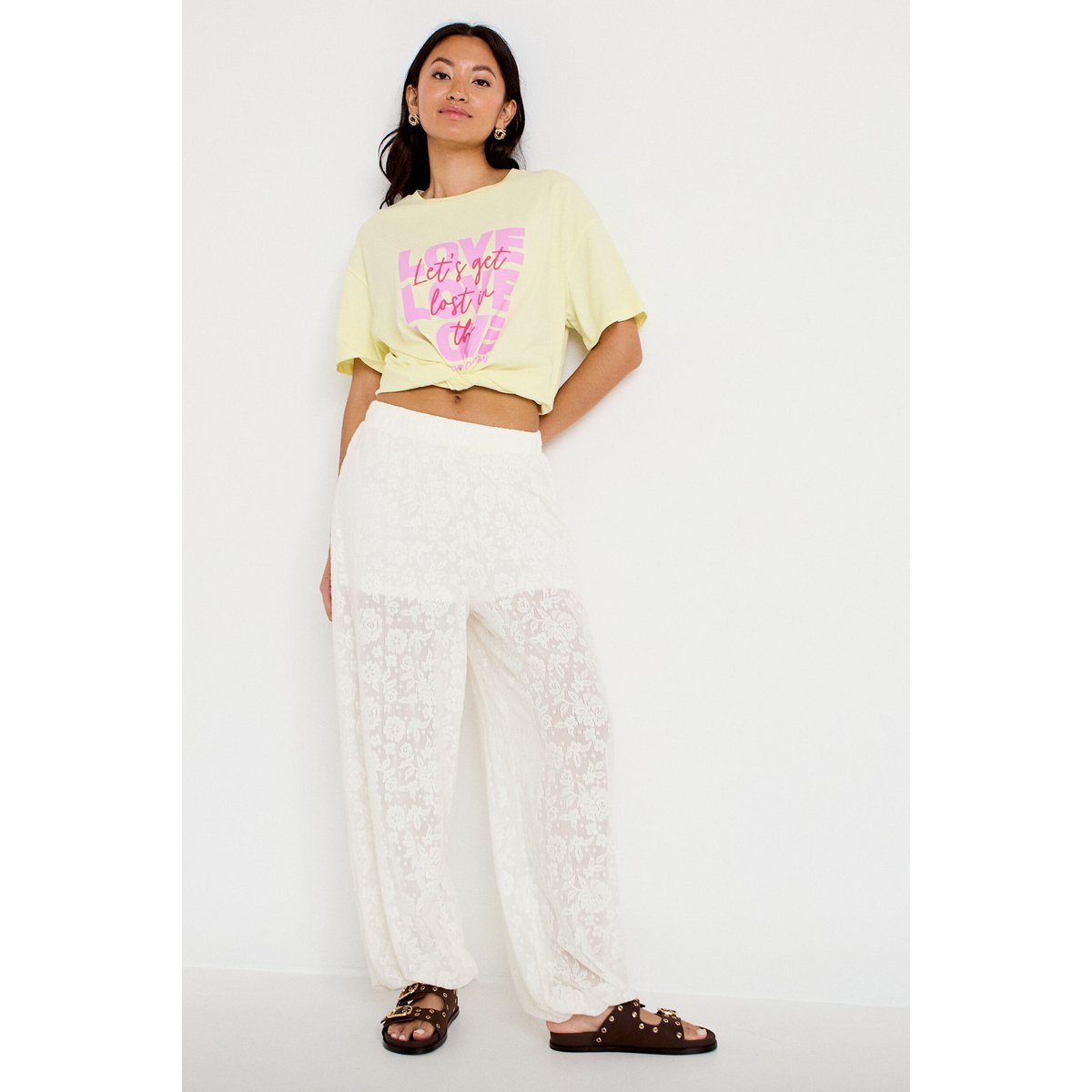 Pantalon bouffant taille standard ecru, CACHE CACHE