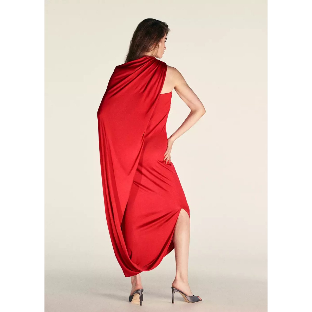 Robe bustier détail cape rouge, MANGO