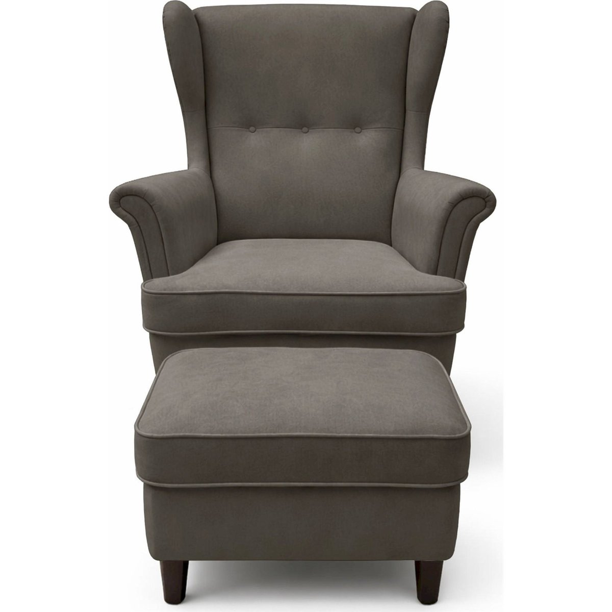 Fauteuil à oreilles MALMELLO avec repose-pieds bleu nuit cloud, RECOLLECTION