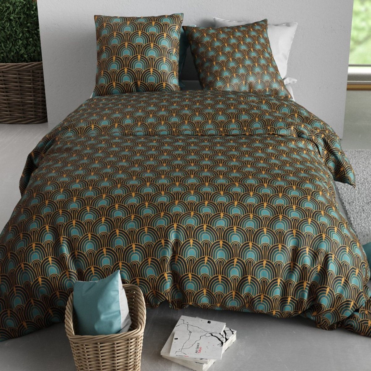 Housse De Couette 100% Coton 57 Fils + 2 Taies D'oreiller multicolore, DECORATIE