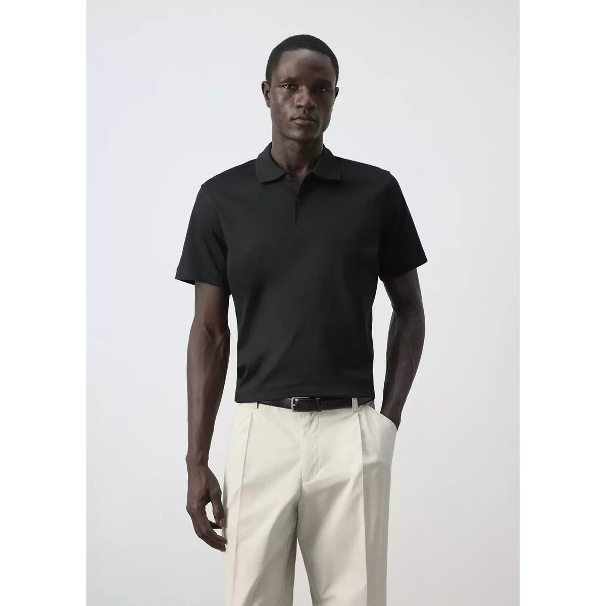 Polo coton regular-fit noir, MANGO MAN