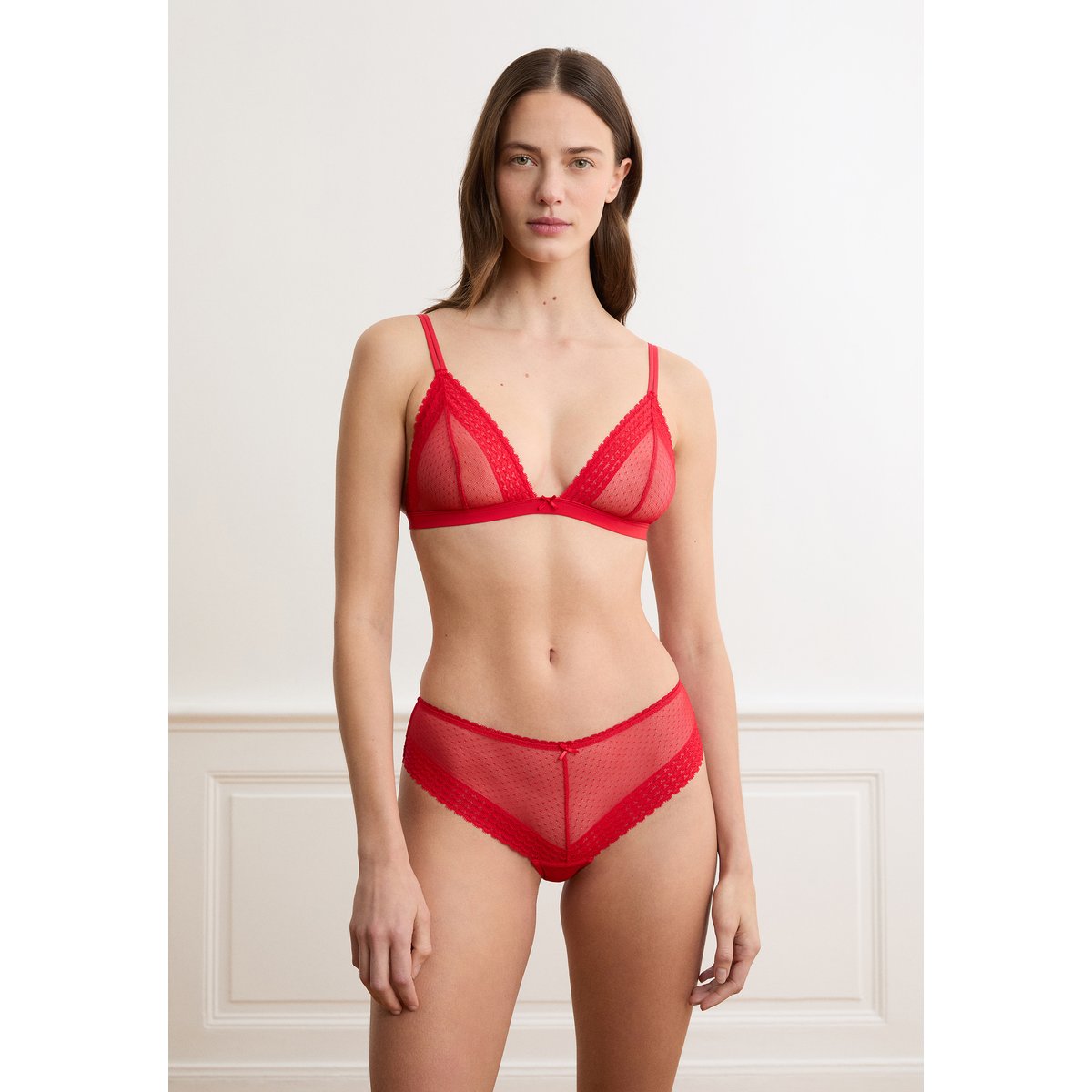 Soutien-gorge triangle en dentelle CANDIDE rouge, ETAM