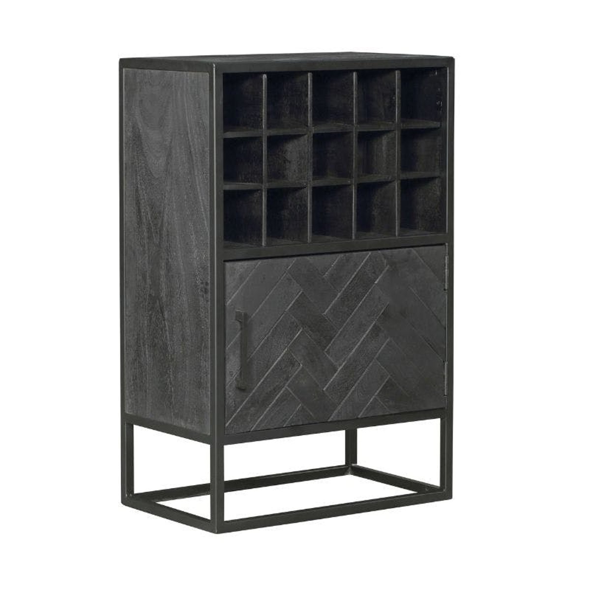 Minibar salon en bois noir pour 15 bouteilles ALVERA noir, PIER IMPORT