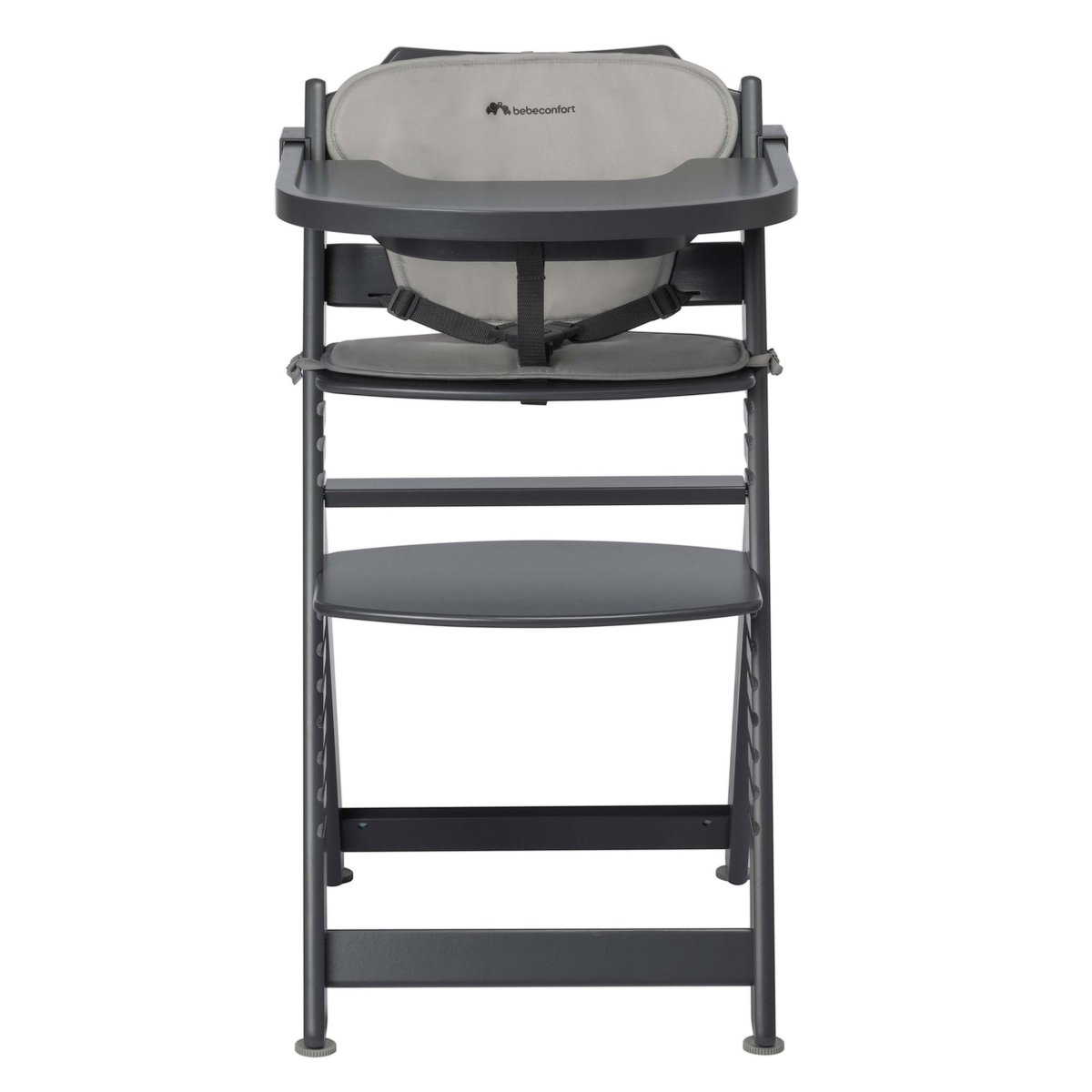 Chaise haute bébé Timba, avec coussin et tablette repas, De 6 mois à 10 ans gris minéral, BEBECONFORT