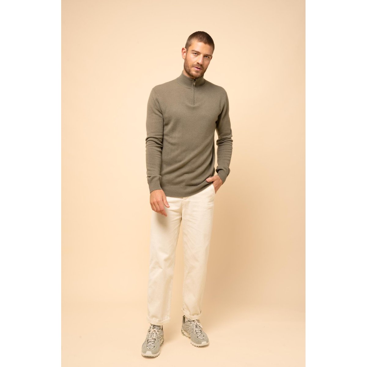 Pull Camionneur Army Bradley kaki, JUST CASHMERE