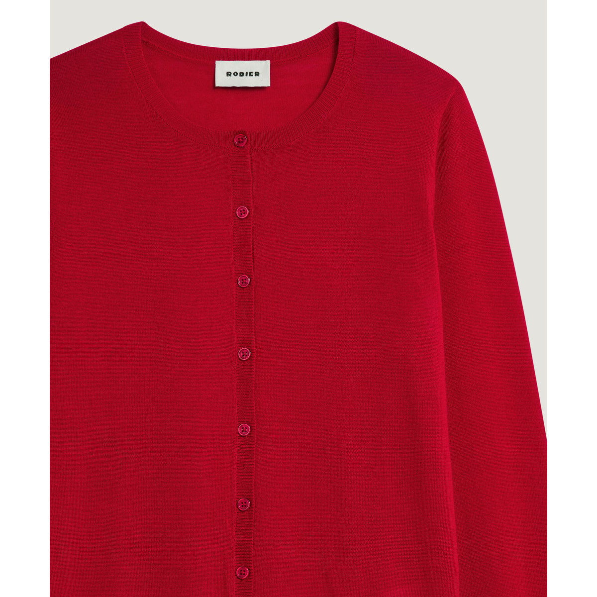 Cardigan en laine mérinos rouge, RODIER