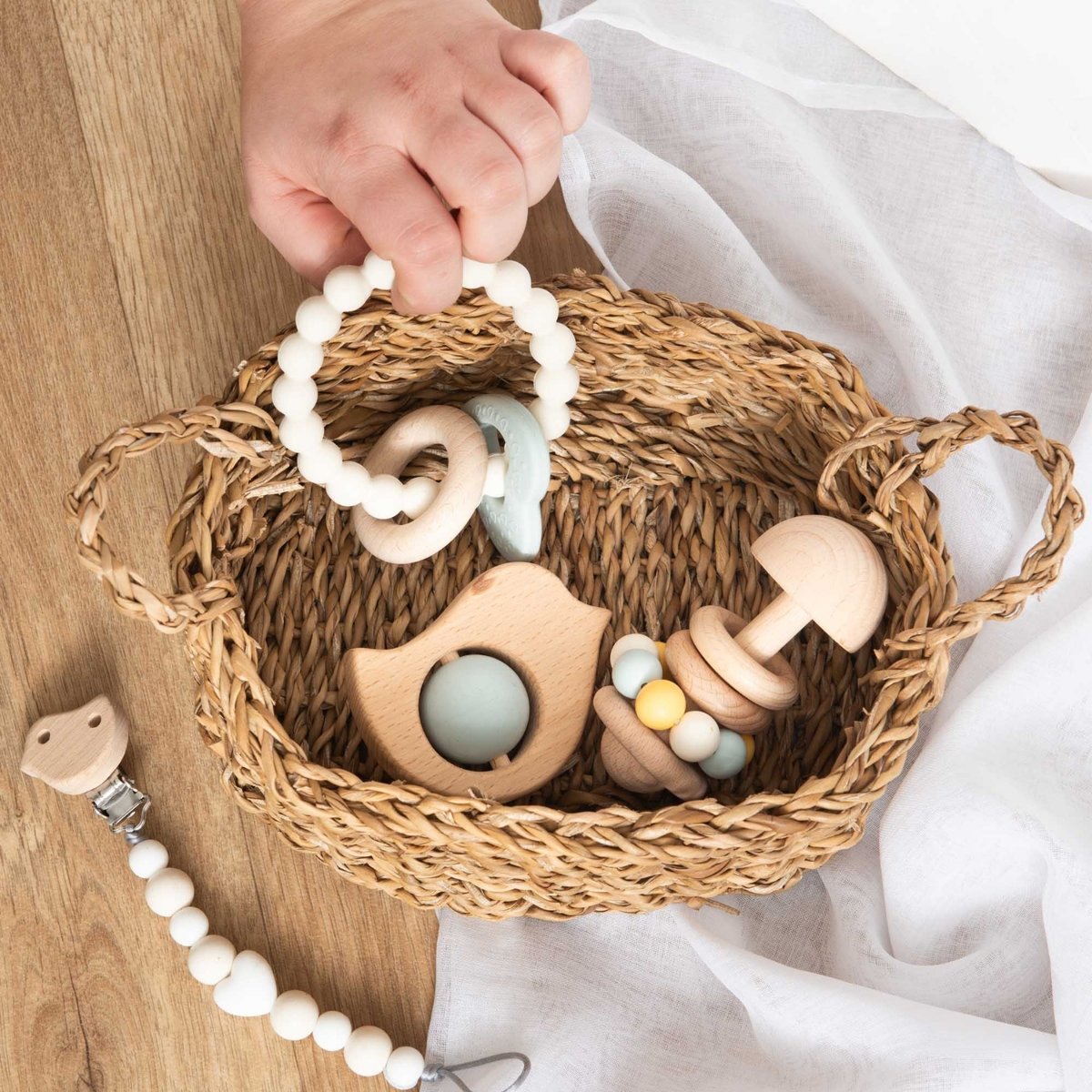 Coffret jouets vert, beige, AMADEUS LES PETITS