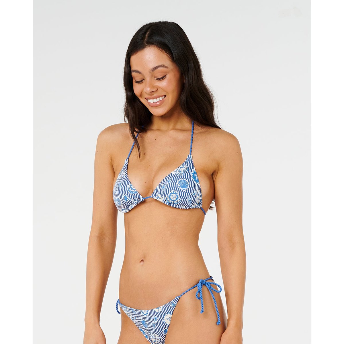 Haut de maillot de bain triangle coulissant Catalina WAVES bleu vintage, RIP CURL