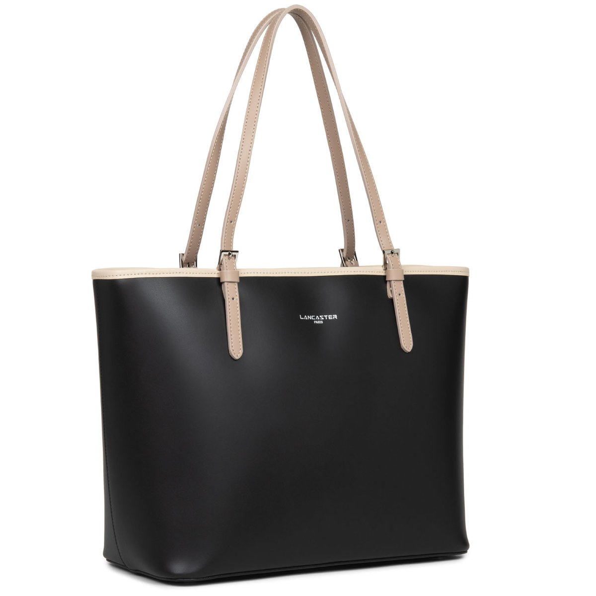 Sac cabas cuir SMOOTH noir - nude clair - nude foncé, LANCASTER