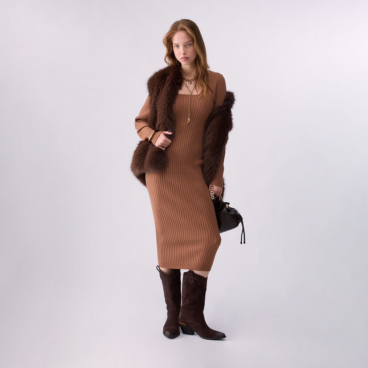 Robe en maille ballon beige, LIU JO